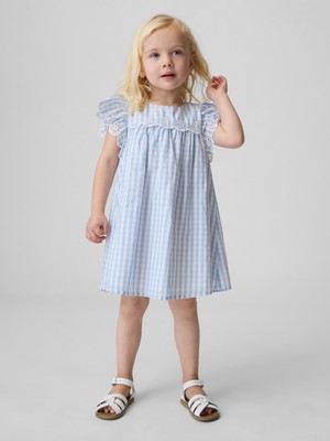 Gap Kız Bebek Mavi Baby & Toddler Eyelet Gingham Elbisesi