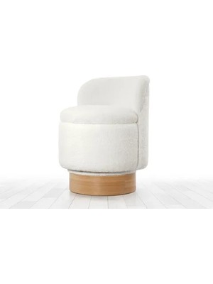 Vivense Belish Dönen Teddy Puf, Beyaz