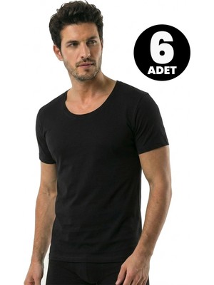 Öts 6'lı Erkek T-Shirt Açık Yaka Yarım Kollu (%100 Pamuk)