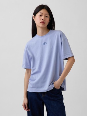 Gap Kadın Açık Mavi Organik Pamuk Vintagesoft Athletic Logo Tunik T-Shirt