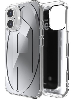 Diesel iPhone 16 Uyumlu Oval D Aynalı (Mirror) Kılıf - Gümüş