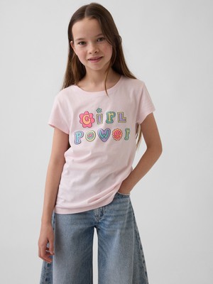 Gap Kız Çocuk Pembe Grafik Baskılı T-Shirt