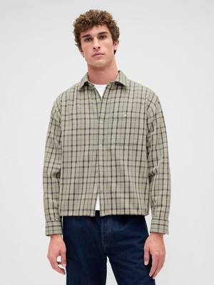 Gap Erkek Yeşil Sunwashed Twill Düz Kenar Gömlek