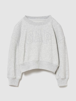 Gap Kız Çocuk Gri Vintagesoft Terry Crop Logo Sweatshirt