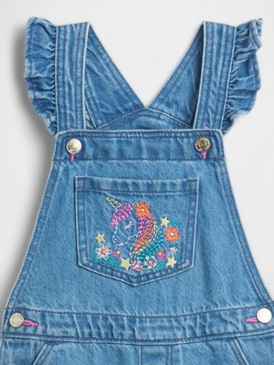 Gap Kız Bebek Mavi Babygap Işlemeli Denim Tulumu