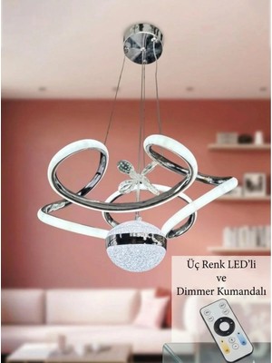 Akgül Nisa Droen Kumandalı Modern Çift Taraflı Toplu Krom Lüks Avize