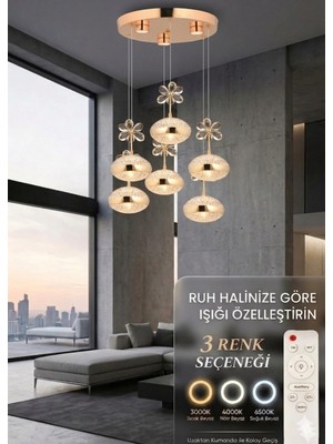 Akgül Pistol Gold Kumandalı 6 Toplu Çift Taraflı Avize