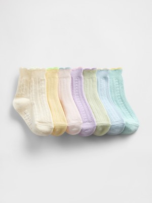 Gap Bebek Çok Renkli Ruffle Quarter Crew Çorap (7’li)