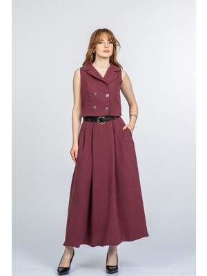 MissVina Trend Kısa Yelek ve Kemerli Etek Takım 1306