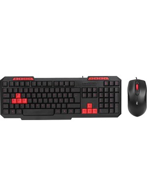 Die Grup USB Kablolu Klavye - Mouse Set Kırmızı Tuşlu Q Klavye 1600DPI Mouse (5501)