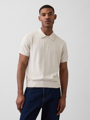 Gap Erkek Krem Classic Triko Polo T-Shirt