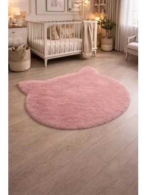 Eyprich Kuzu Post Peluş Süet Taban Kedi Desenli Ince Halı - Yumuşak Dokulu Tüy