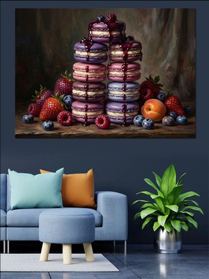Tablomega Makaron Kulesi ve Orman Meyveleri Dekoratif Kanvas - Mdf Ahşap Tablo