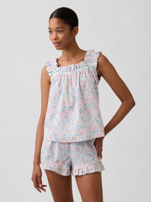 Gap Kadın Çok Renkli Fırfırlı Poplin Şort Pijama Altı