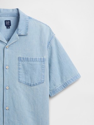 Gap Erkek Çocuk Açık Mavi Denim Relaxed Gömlek