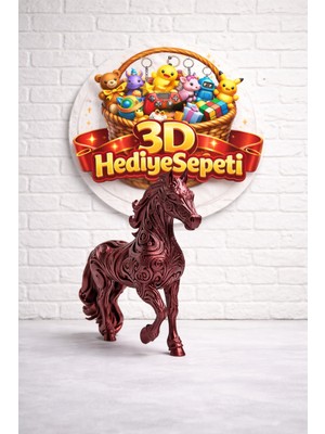 3D Hediye Sepeti At Heykeli Siyah