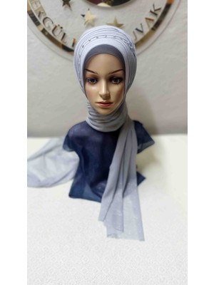 Ergül Hazır Duvak Simli Açık Gri Nuray Model Duvak,hazır Duvak,düğün,hazır Şal,hazır Türban,abiye Şal,sünnet,nişan,söz
