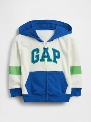 Gap Erkek Bebek Beyaz Relaxed Logo Fransız Havlu Kumaş Fermuarlı Sweatshirt