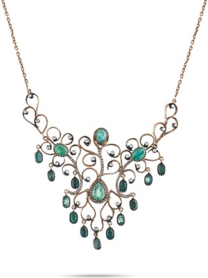 Lial Diamond 7.28 Karat Pırlanta Zümrüt Kolye, Doğal Pırlanta, Sertifikalı Mücevher