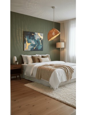 Rattam Master Bambu Görünümlü Doğal Rattan Avize (Ø40CM) - Dekoratif Ahşap Sarkıt