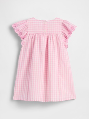 Gap Kız Bebek Pembe Eyelet Gingham Elbise