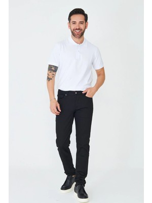 White Stone Erkek Siyah Günlük Kot Pantolon
