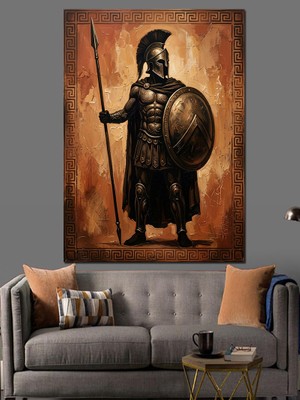 Tablomega Antik Savaşçı Spartalı Asker Tablosu Dekoratif Kanvas - Mdf Ahşap Tablo