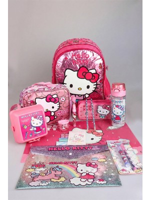 x Dekomus Lisanslı Yeni Sezon Hello Kitty Kırtasiye Seti Okul, Beslenme ve Kalem Çantası Ile Beslenme Kabı, Matara
