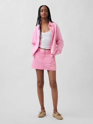 Gap Kadın Pembe Ultrasoft Denim Mini Etek