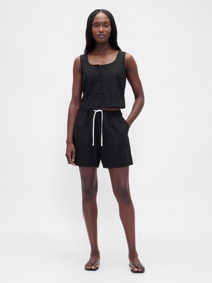 Gap Kadın Siyah Keten Karışımı Easy Şort