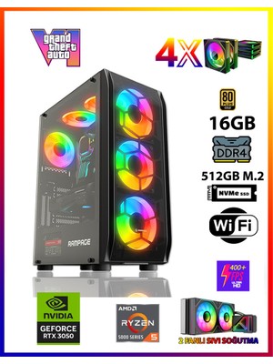 Gamepage Master Rtx9 Ryzen 5 5500 16GB Ram 512GB M.2 SSD RTX3050 Masaüstü Oyuncu Bilgisayarı