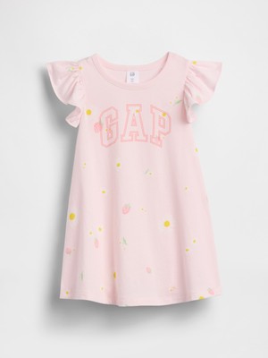 Gap Kız Bebek Pembe Logo Elbise