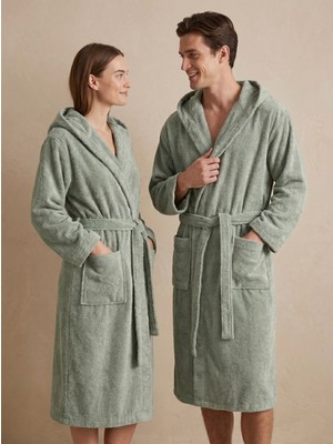 Cotton Paris Pamuklu Kapüşonlu Yumuşak Dokulu Emici Unisex Bornoz
