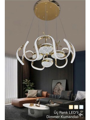 Akgül Asel Kumandalı 4 Modern Top Gold Avize