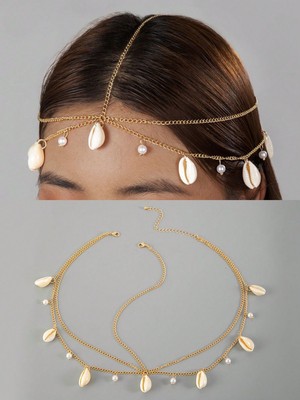 Gistoria Kadın Deniz Kabuklu ve Incili Zincir Alınlık