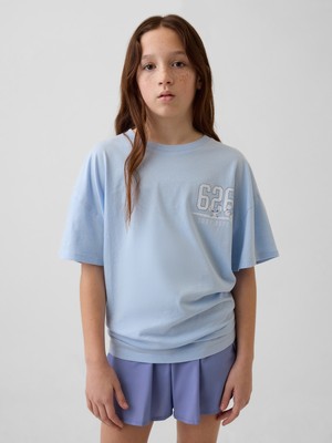 Gap Kız Çocuk Açık Mavi Disney Oversized Tunik T-Shirt