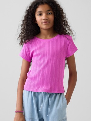 Gap Kız Çocuk Pembe Variegated Fitilli T-Shirt