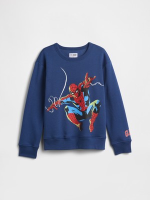 Gap Erkek Çocuk Koyu Mavi Marvel Spider-Man Relaxed Grafik Baskılı Sweatshirt