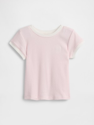 Gap Kız Bebek Açık Pembe Logo Ribbed Ringer T-Shirt