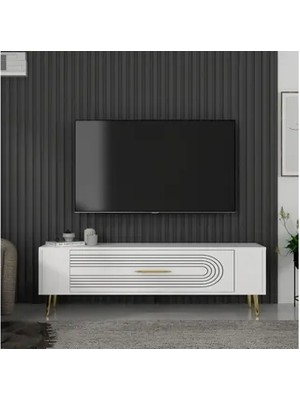 Vivense Retrol Tv Sehpası, 3ct, Beyaz Altın