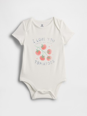 Gap Bebek Beyaz First Favorites Grafik Baskılı Bodysuit