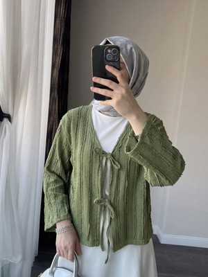Miostil Pileli Ön Iki Bağlamalı Tunik-Haki