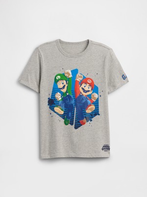 Gap Erkek Çocuk Gri Süper Mario Grafik Baskılı T-Shirt