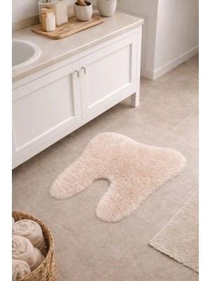 Eyprich Diş Şekilli Kuzu Peluş Ince Halı - Yumuşak Dokulu Banyo Paspası - Çocuk Odası - Salon Halısı