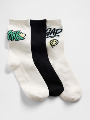 Gap Erkek Çocuk Çok Renkli Grafik Logo Crew Çorap (3’lü)