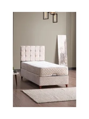 Vivense Sonat Baza Başlık ve Yatak Seti, 90X190, Krem