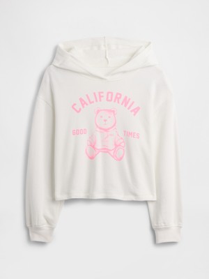 Gap Kız Çocuk Beyaz Kids Relaxed Fransız Havlu Kumaş Sweatshirt