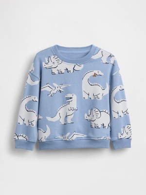 Gap Erkek Bebek Açık Mavi Vintagesoft Fransız Havlu Terry Grafik Baskılı Sweatshirt