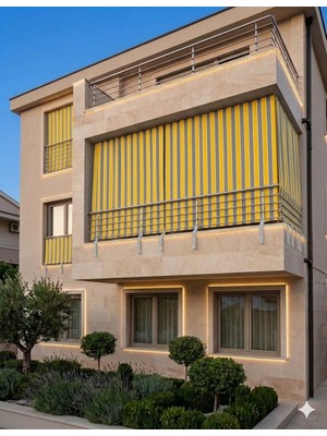 Gön Ev ve Otel Tekstili Balkon Perdesi Yağmur Geçirmez - Kalın - Bağcıklı