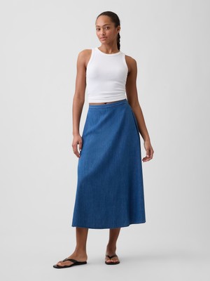 Gap Kadın Mavi Pull-On Maxi Etek